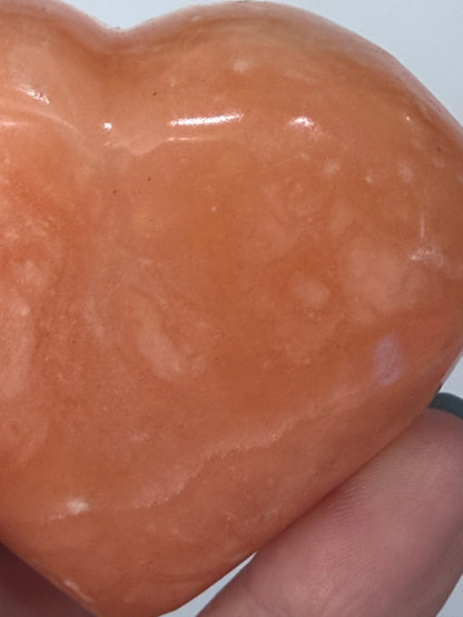 Orange Calcite Heart with Stand – 132g B 6.1cm