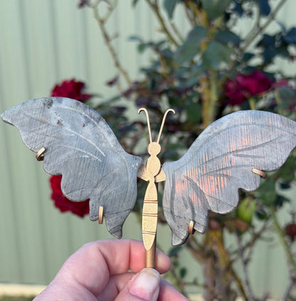 Labradorite Butterfly Crystal Display on Stand – 15 cm