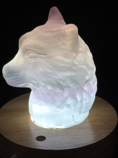 Rainbow Fluorite Wolf Head (UV Reactive) | 7cm