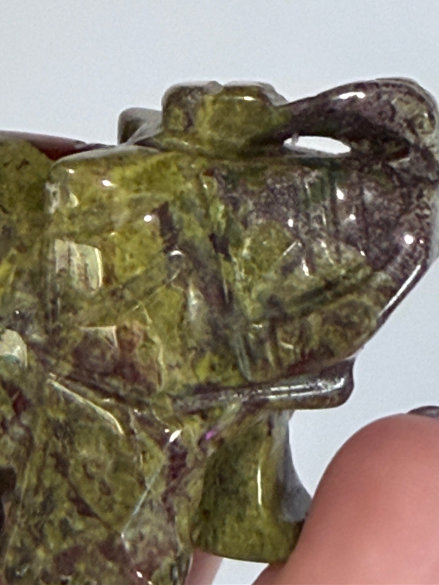 African Bloodstone Elephant Carving – 5 cm