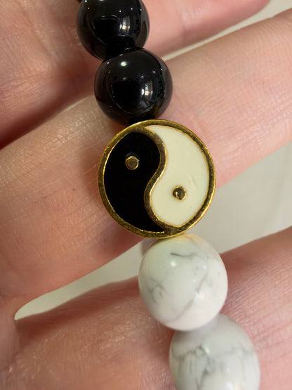 8mm Black Obsidian & Howlite Yin Yang Bracelet