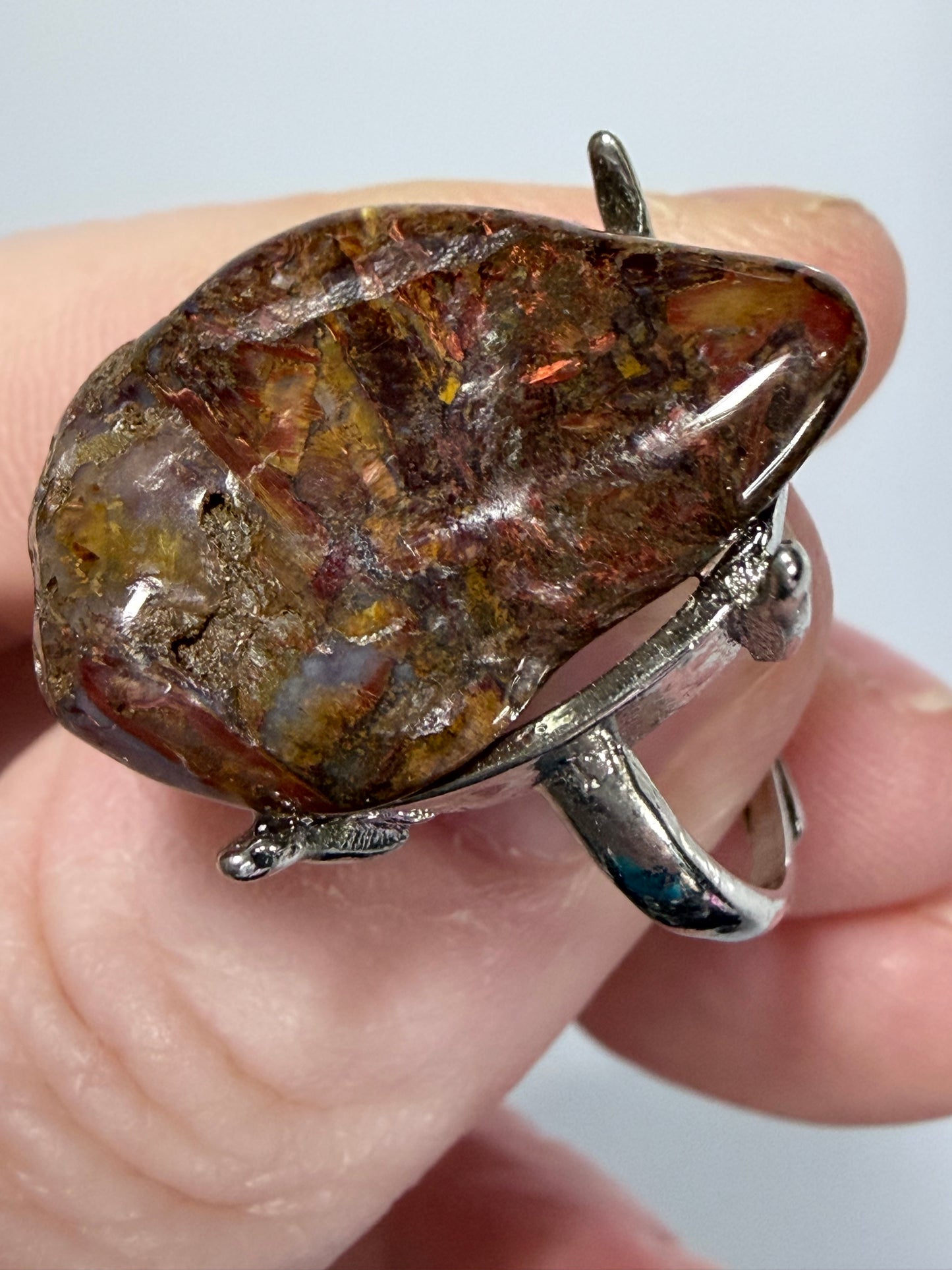 Natural Pietersite Adjustable Ring