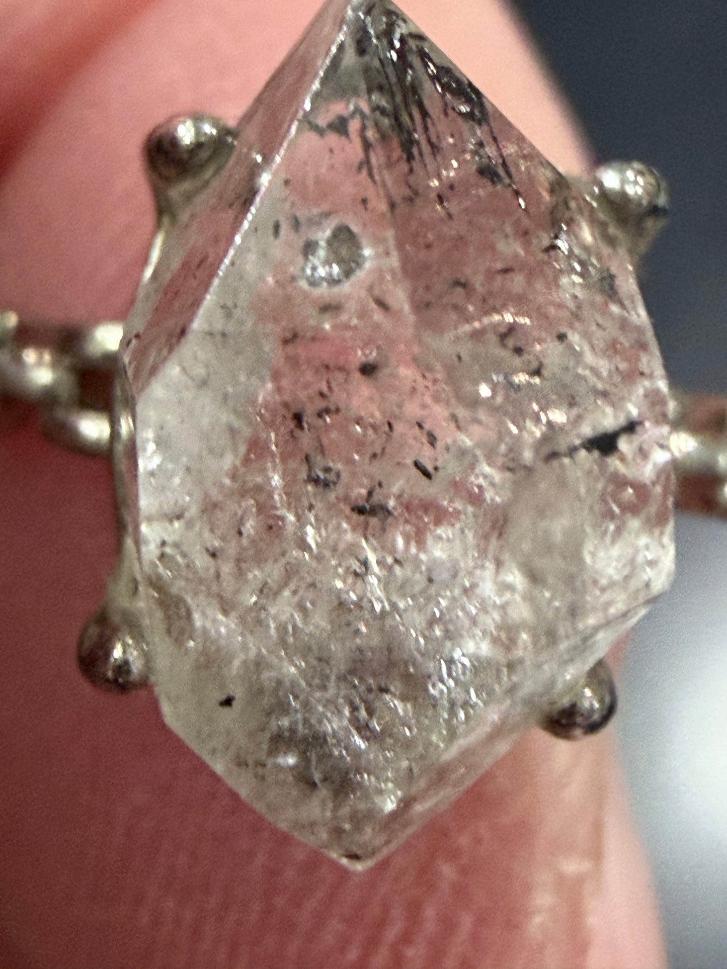 Natural Herkimer Diamond Quartz Ring | Double-Terminated Crystal B
