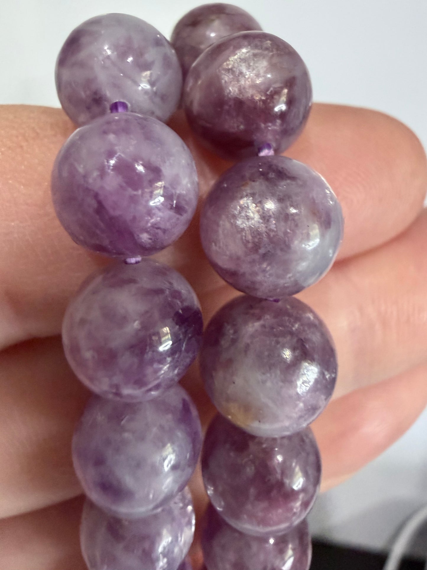 9mm Lepidolite (Lithium Mica) Bracelet – | Calming Purple Tones & Natural Shimmer