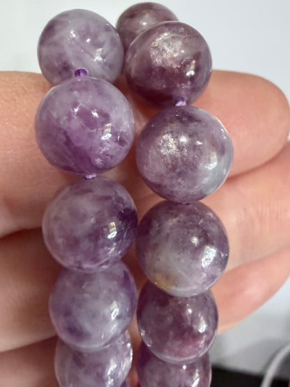 9mm Lepidolite (Lithium Mica) Bracelet – | Calming Purple Tones & Natural Shimmer