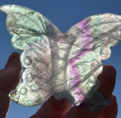 Rainbow Fluorite Butterfly Carving with Stand 7.3cm