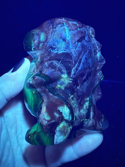 Volcano Agate T-Rex Dino | 365g | 8.5 × 6cm | Druzy Nose