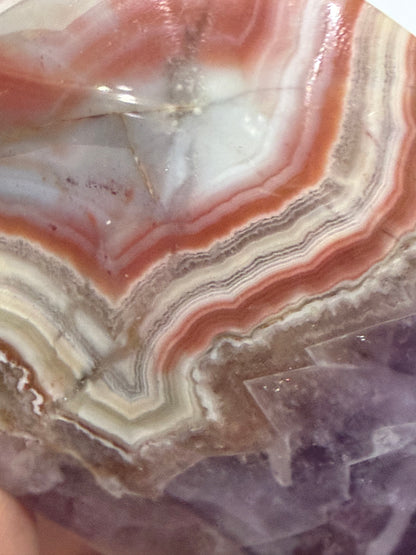 Amethyst & Agate Banded Heart – Self-Standing | 7.2 × 6.6 cm | 146g C