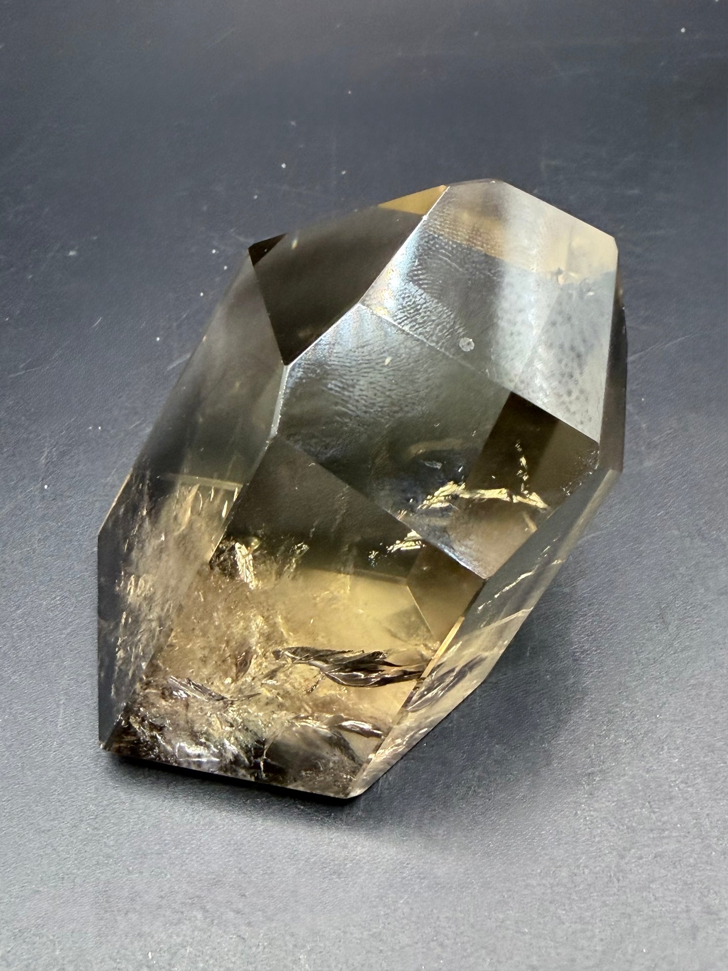 Smokey Citrine Point — High Clarity with Golden Inclusions