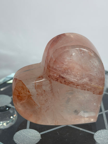 Fire Quartz Flat Heart (Hematoid Quartz) Heart – 5.6 cm | 106 g