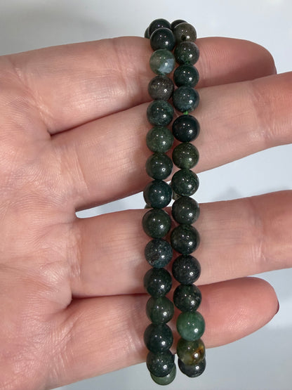 6mm Moss Agate Bracelet – Growth • Balance • New Beginnings