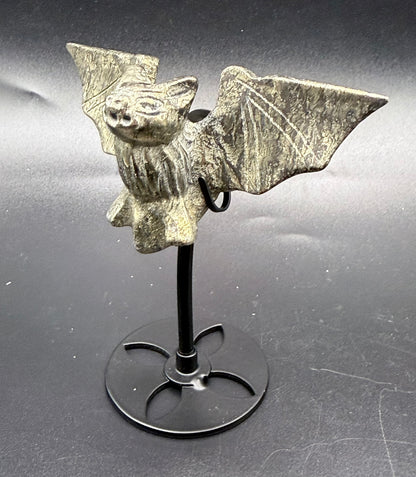Pyrite Crystal Bat on Stand