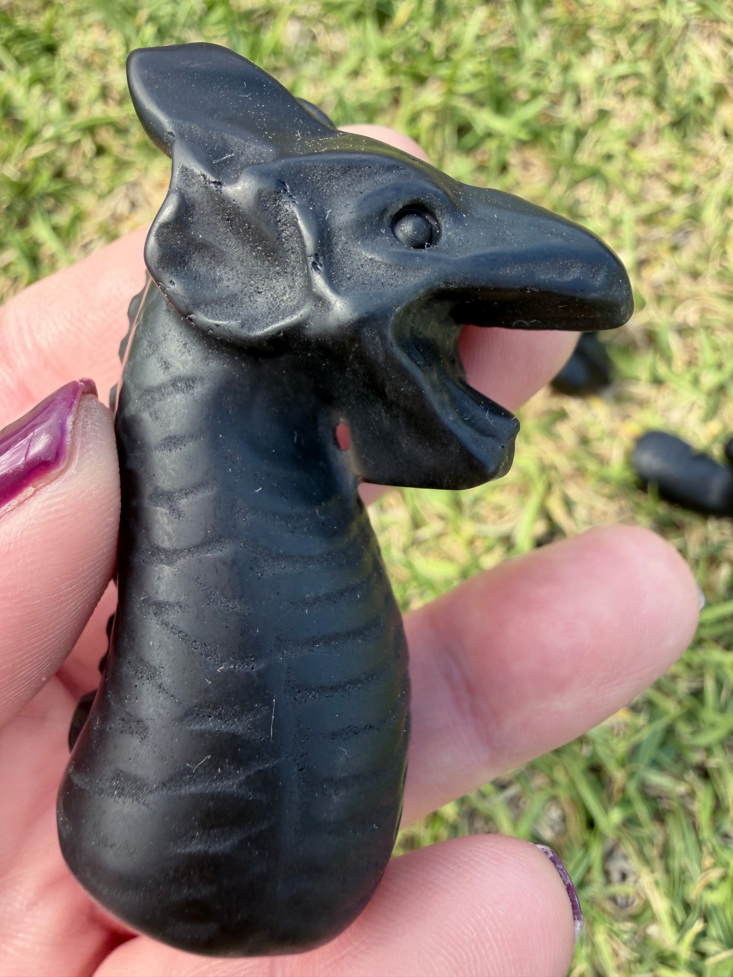 Black Obsidian Dragon Carving