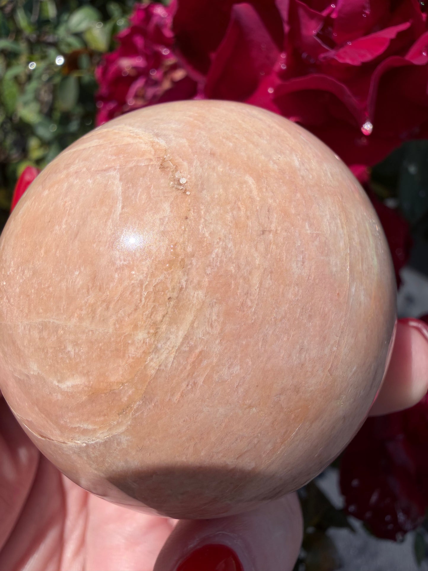 Peach Moonstone Sphere – 5.6cm | 281g