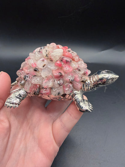 Rhodonite Crystal Turtle Lamp