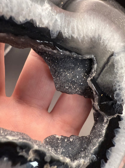 Druzy Black Agate Heart