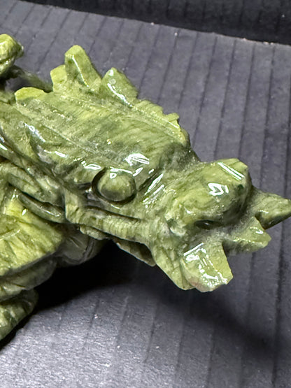 Serpentine Jade (New Jade) Turtle Dragon Carving (12 x 6.5cm | 400g)