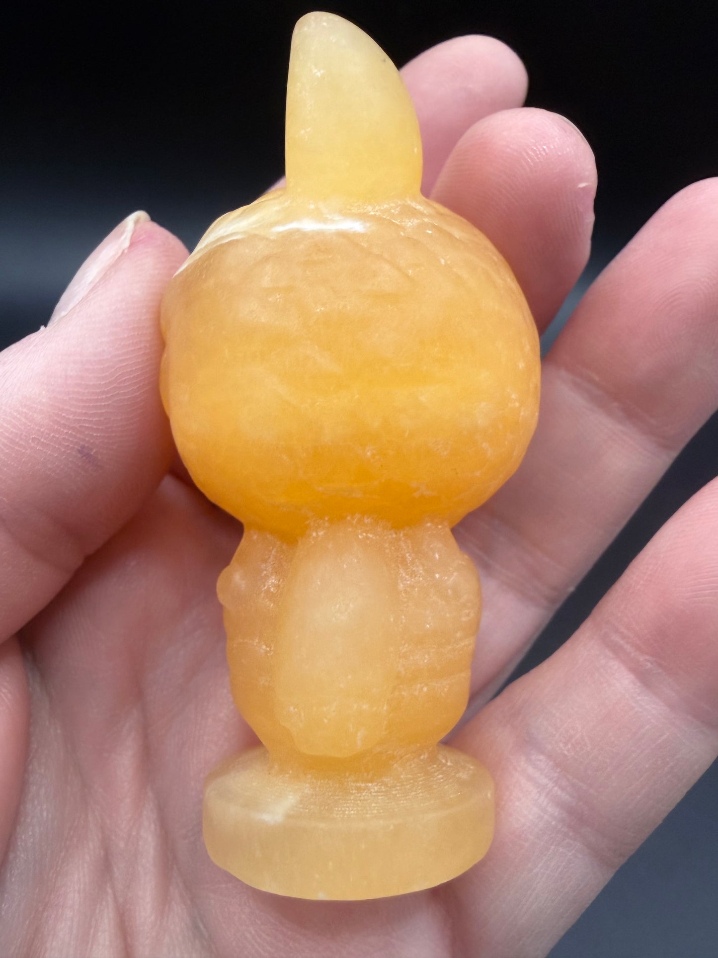 Orange Calcite Labubu-Style Carving – 7 cm