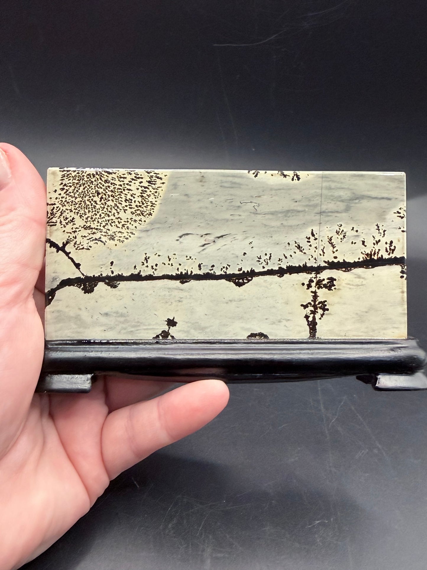 Dendritic Picture Jasper Slab on Stand