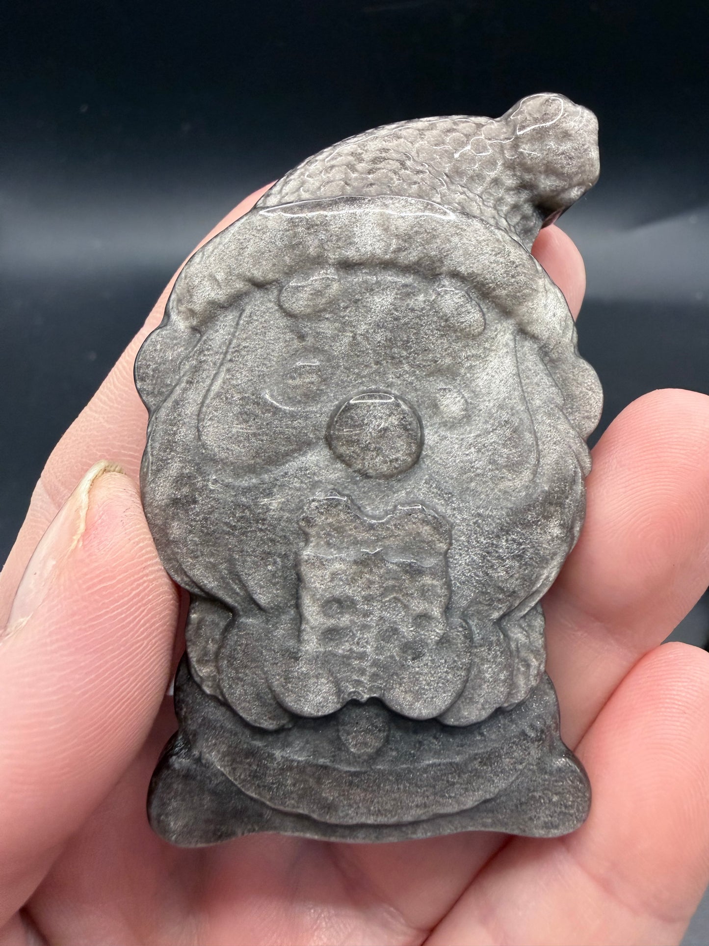 Silver Obsidian Santa – 6.5cm