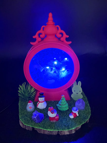 Red Christmas Lantern Scene – Blue LED Light