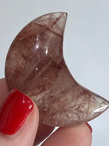 Fire Quartz Moon Carving – 5 cm (Pick Your Own)