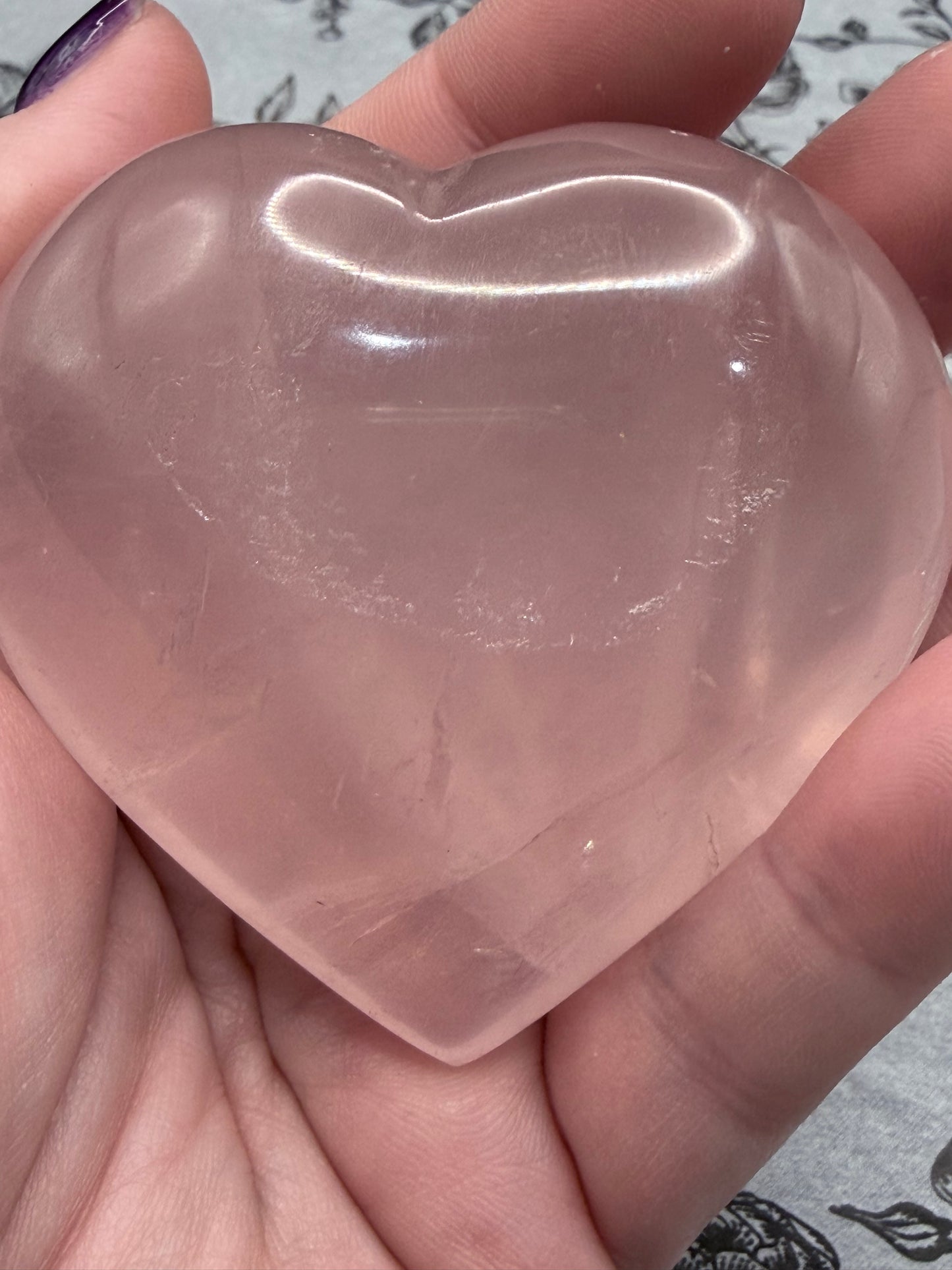 Rose Quartz Heart with Silver Stand – Love & Calm (156g | 6.7 × 6.3cm)