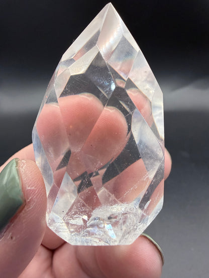 Clear Quartz Polyhedron on Rotating Stand