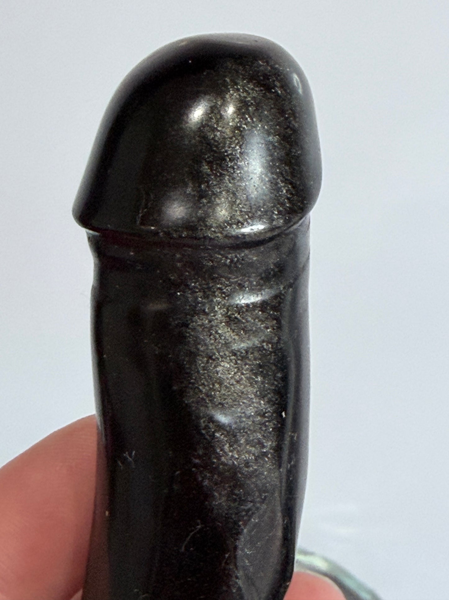 Silver Sheen Obsidian Willy Carving – 10cm
