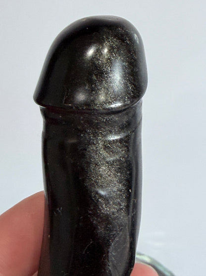 Silver Sheen Obsidian Willy Carving – 10cm