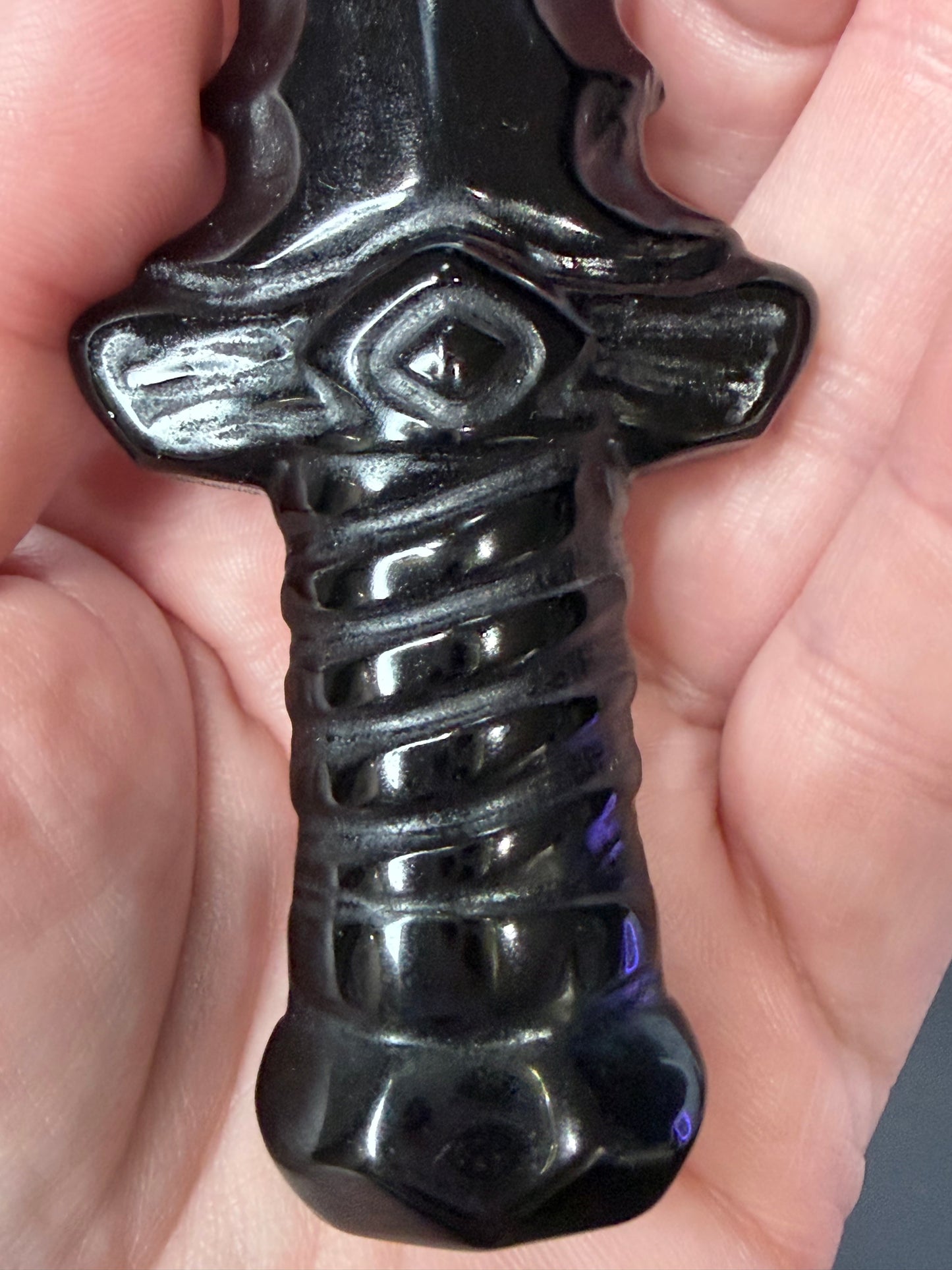 Black Obsidian Dagger Carving 15cm | Eye of Protection Crystal Sword