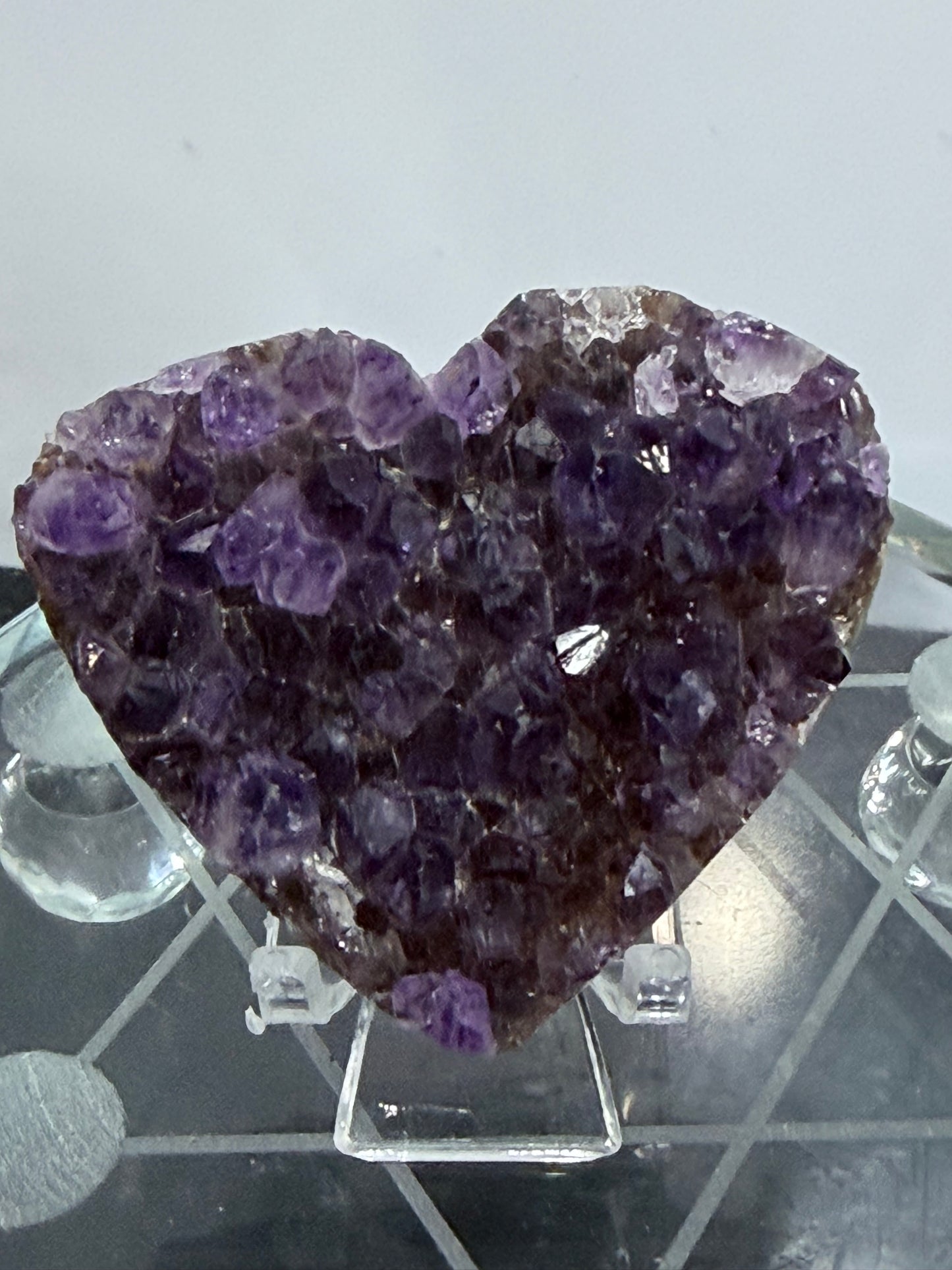 Amethyst Druzy Heart Cluster With Stand – 5.8cm (D)