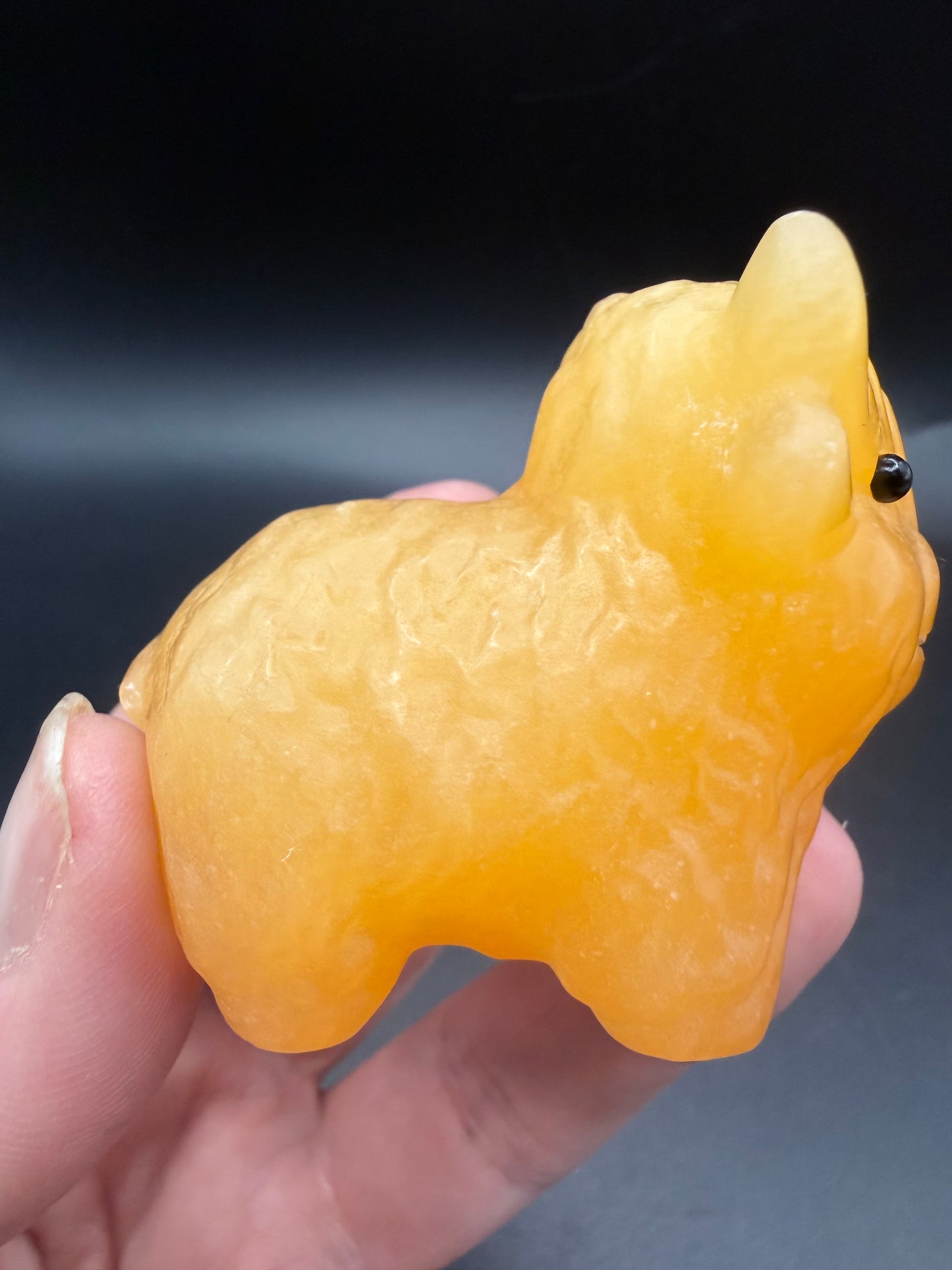 Orange Calcite Highland Cow Crystal Carving – 5.5cm