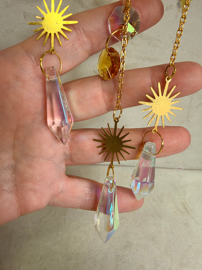 Citrine Crescent Moon Suncatcher – 35 × 10cm