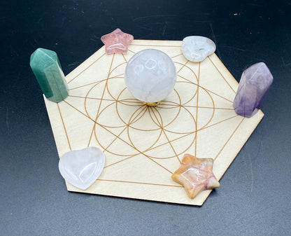 Love & Emotional Healing Crystal Grid Set – Hexagon Board - Crystal wonderland By Lisa