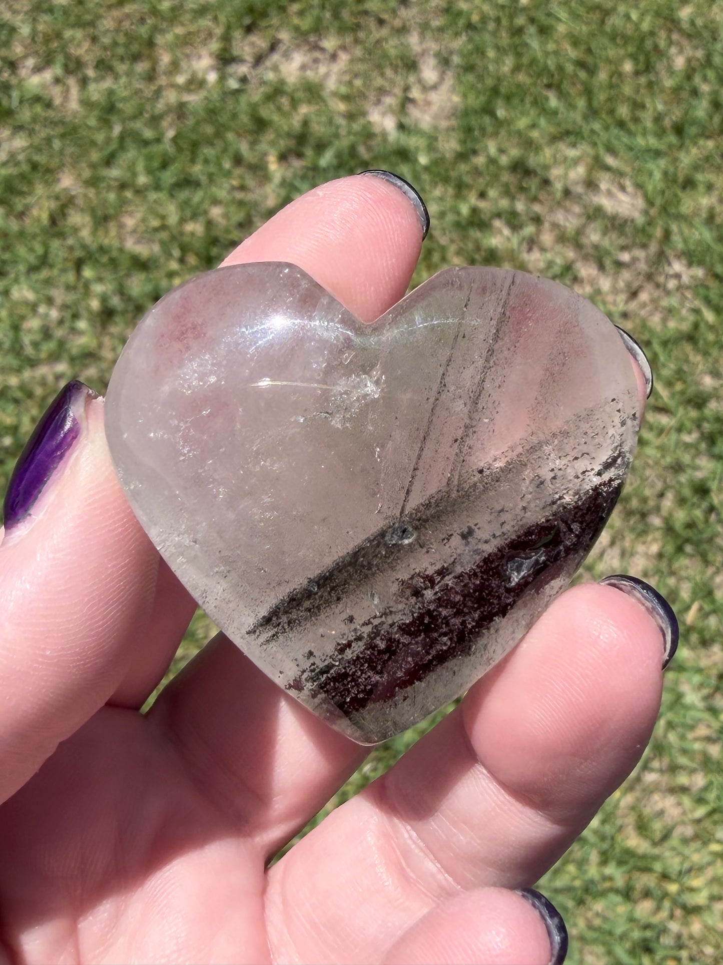 Garden Quartz (Lodolite) Self-Standing Heart – 73g C