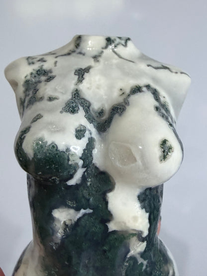 Moss Agate Goddess Statement Torso Carving – 544g - 12.5cm