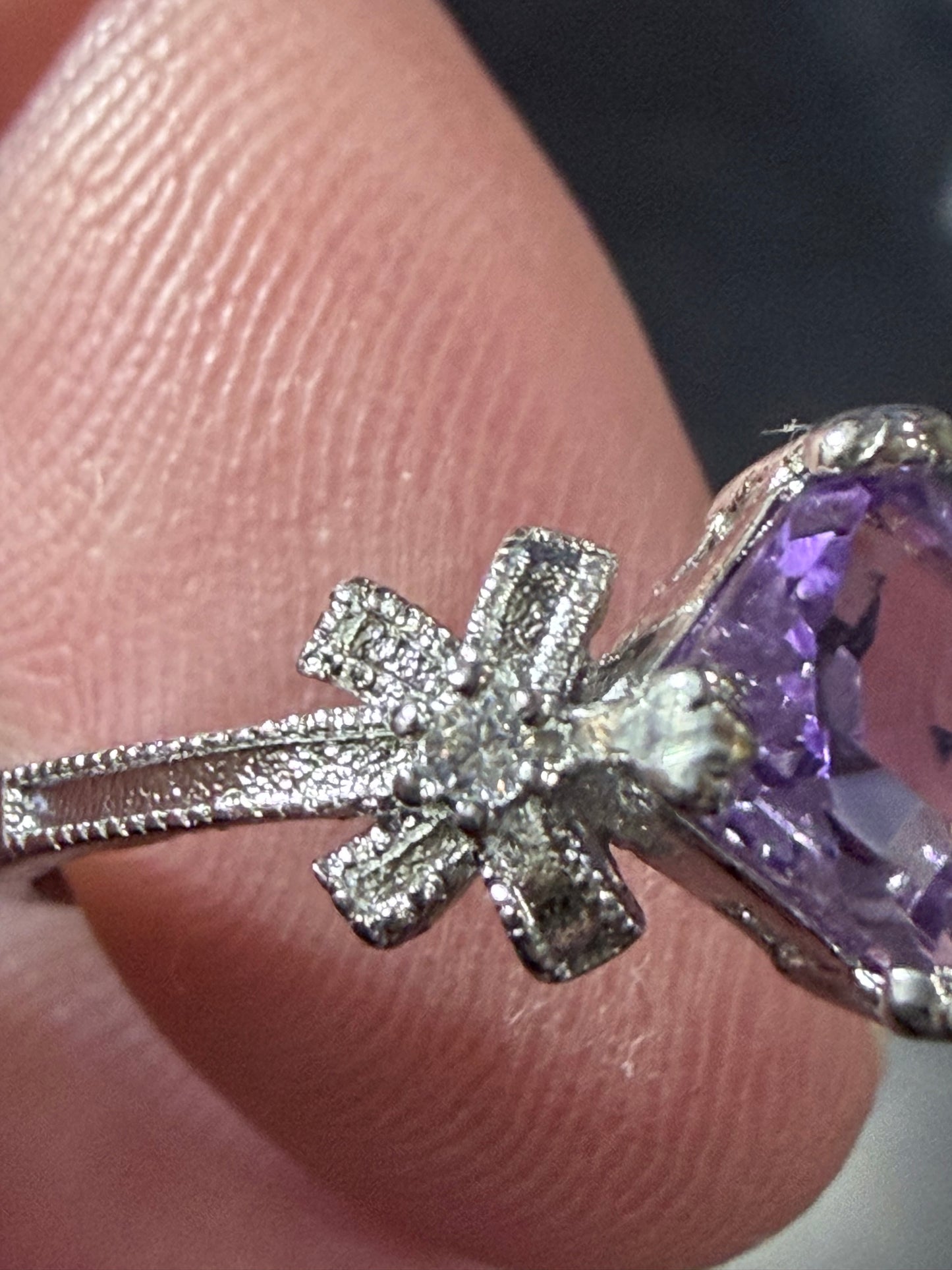 Adjustable Amethyst Floral Ring
