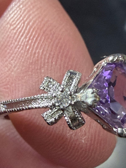 Adjustable Amethyst Floral Ring