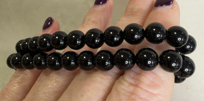 8mm Black Obsidian Seven Chakra Bracelet