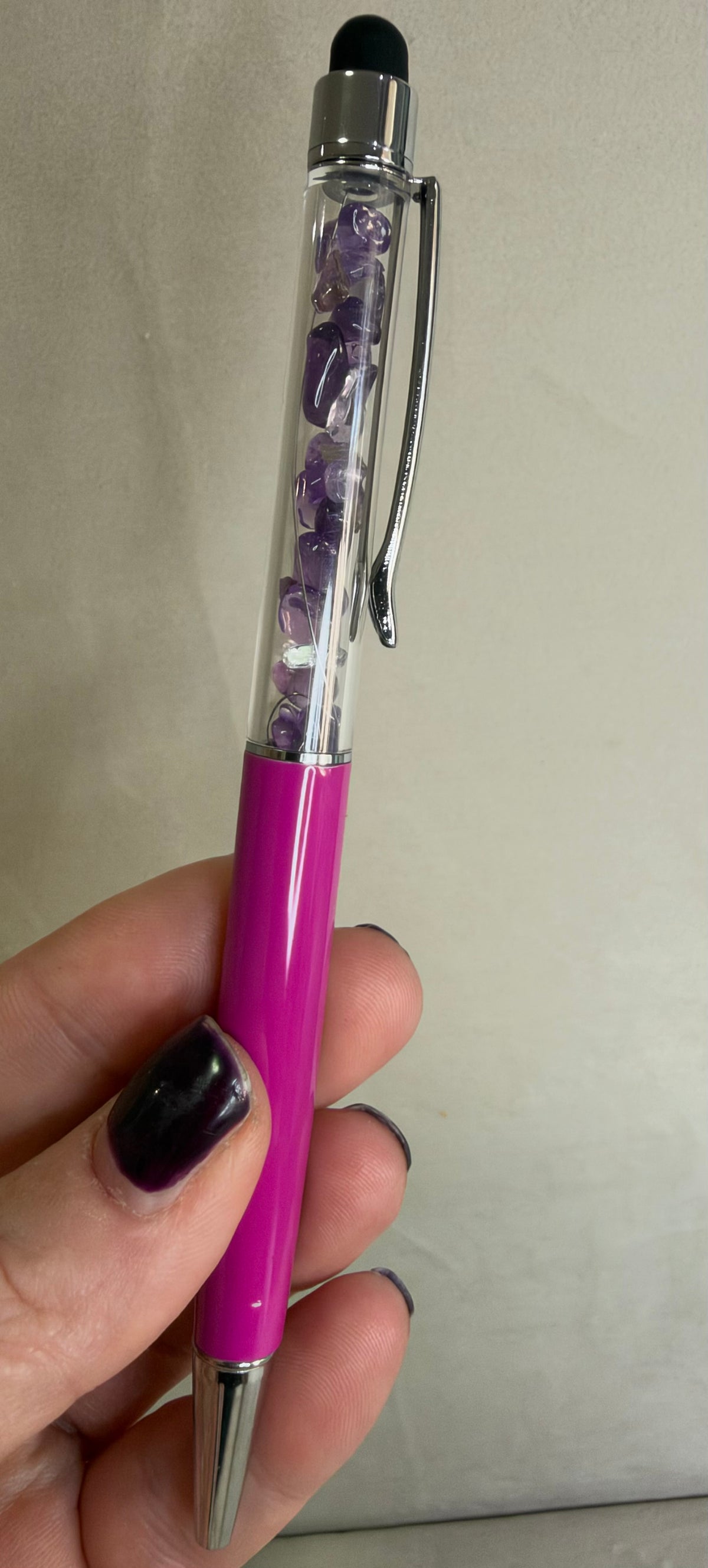 Crystal Chip Pen with Stylus – Assorted Crystals & Colours