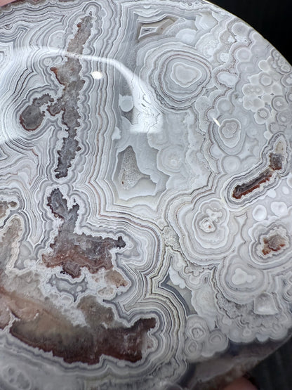 Big Mexican Crazy Lace Agate Heart on Stand