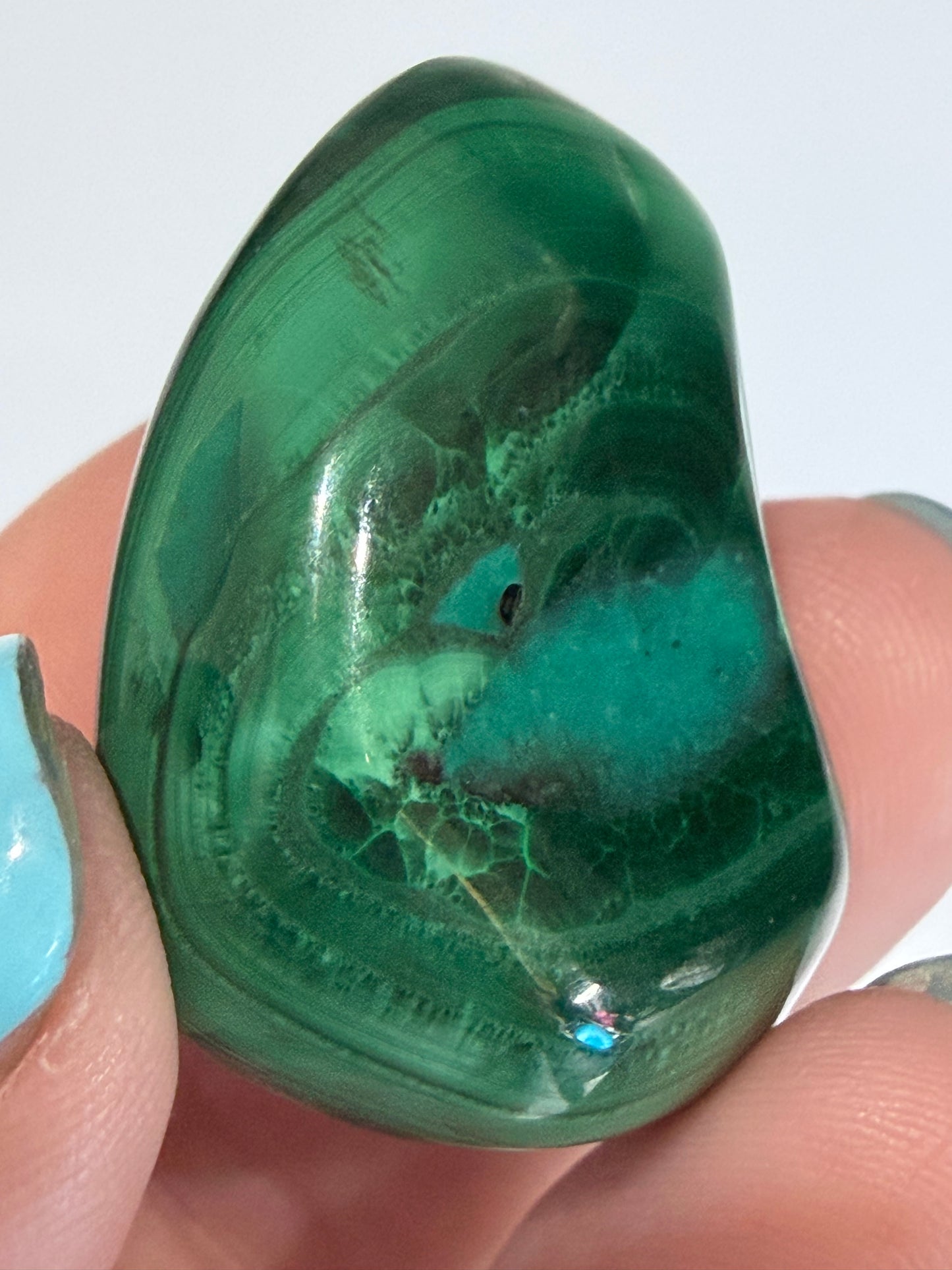 Malachite Tumble Stone - Concentric “eye” patterns A -