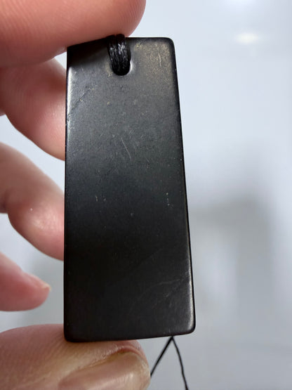 Black Shungite Rectangle Pendant Necklace
