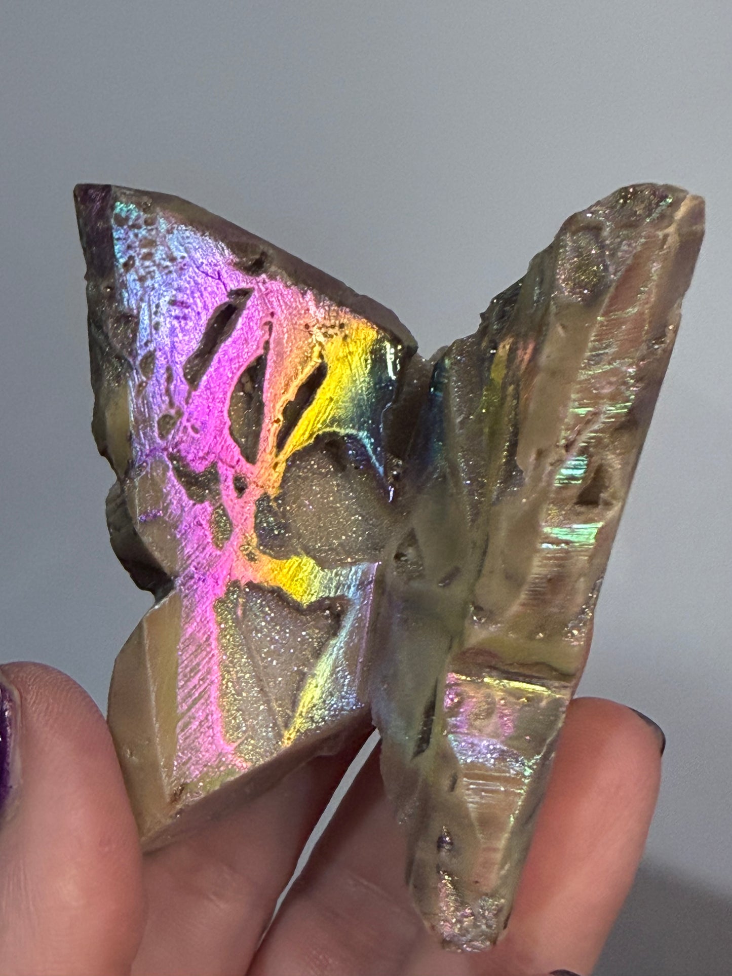 Aura Sphalerite Druzy Butterfly Carving F