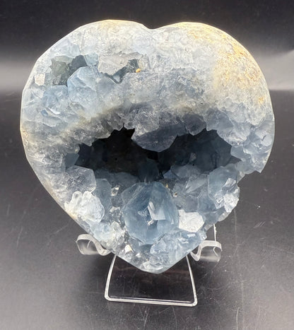 Celestite Heart with Natural Crystal Cavities – 850g