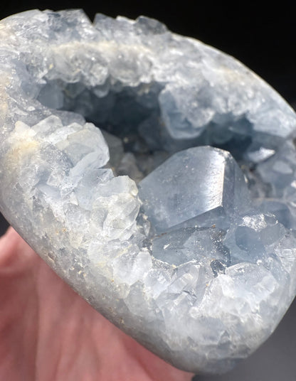 Celestite Heart with Natural Crystal Cavities – 850g