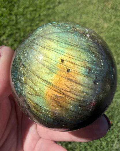 High Flash Labradorite Sphere 6.2cm