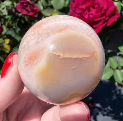 Flower Agate Sphere with Druzy Pocket – 5 cm | 161 g