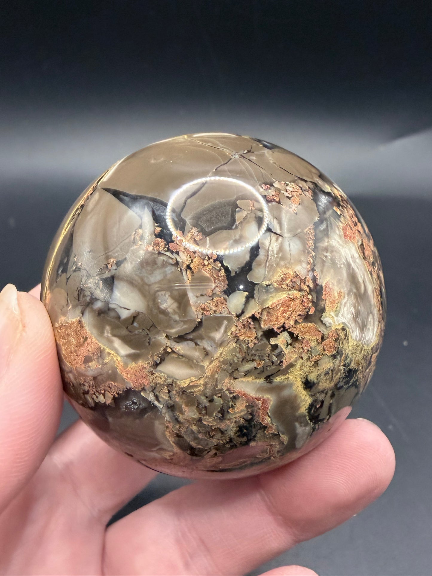 Volcano Agate Sphere – UV Reactive Green Glow